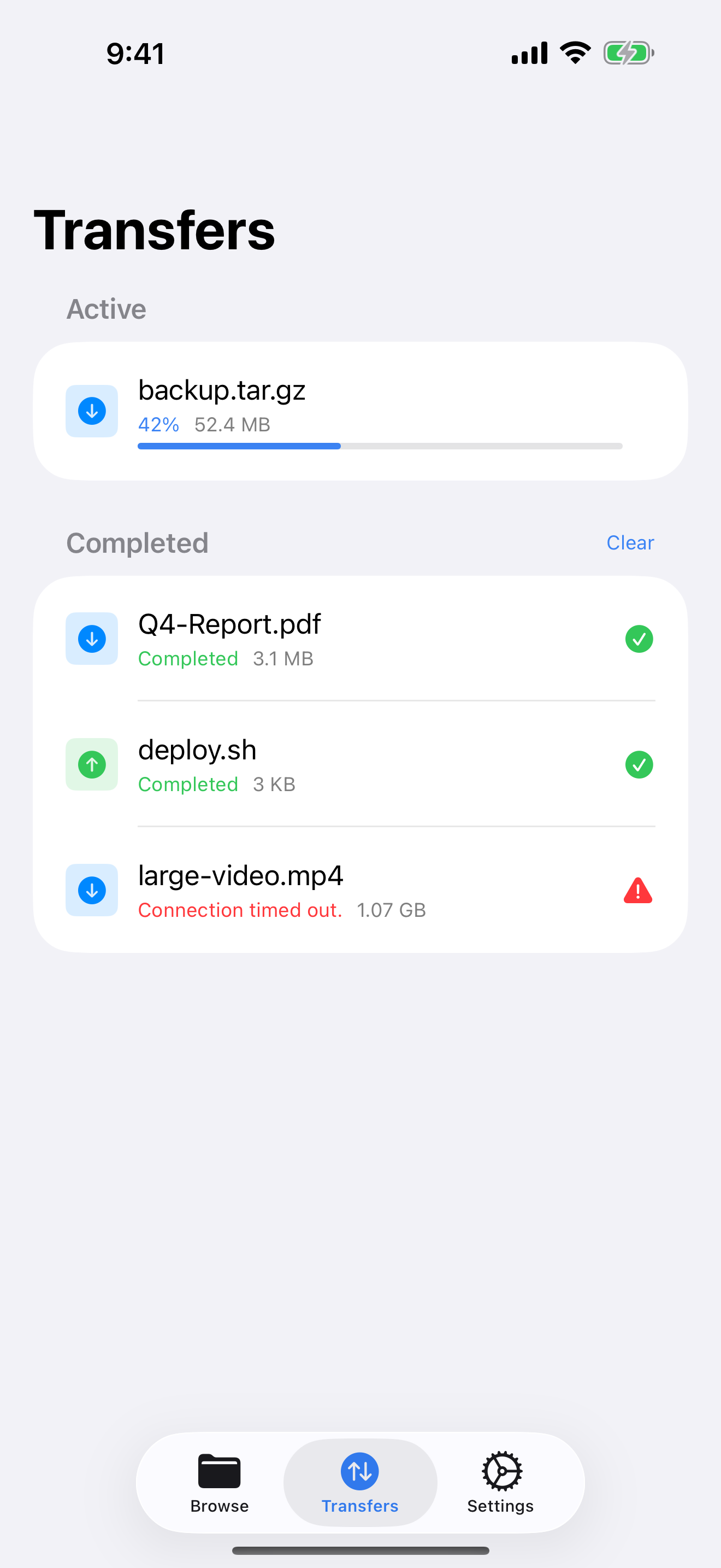 BulkHead transfer queue with progress tracking